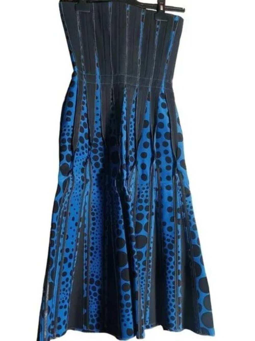 NWT Bottega Veneta Strapless Graphic Print Blue/Black Women Size S Midi Dress - Picture 3 of 7